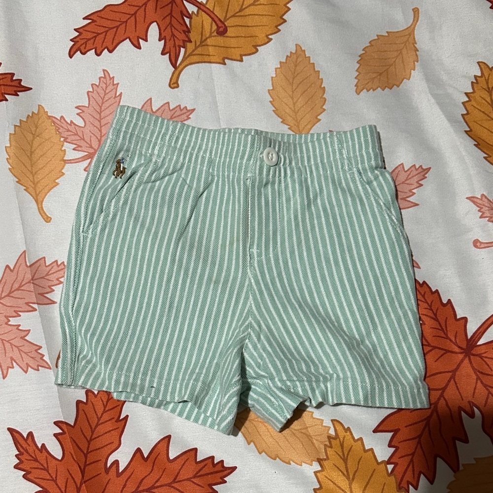 Polo by Ralph Lauren Mint Green Striped Kids Shorts